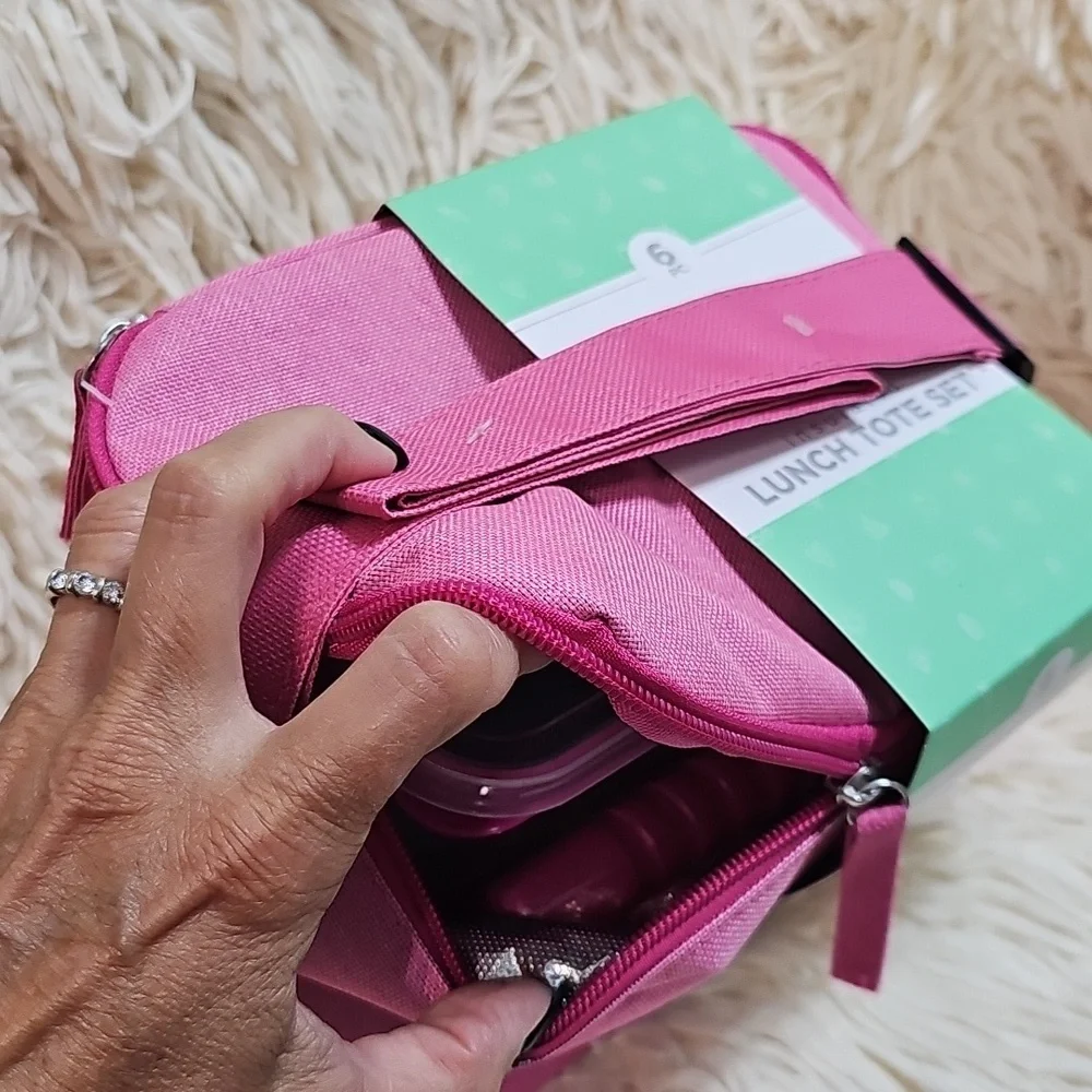 Pink Insulated Lunch Tote Set - Picture 4 of 7